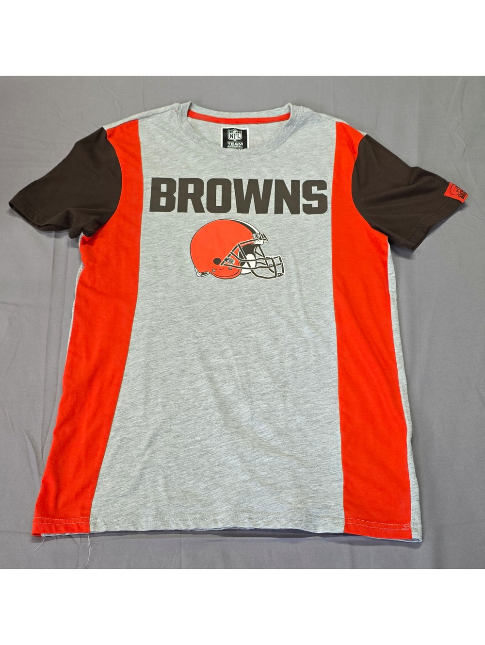 NFL Team Apparel Cleveland Browns NFL Short Sleeve T-Shirt Gray Orange Brown M